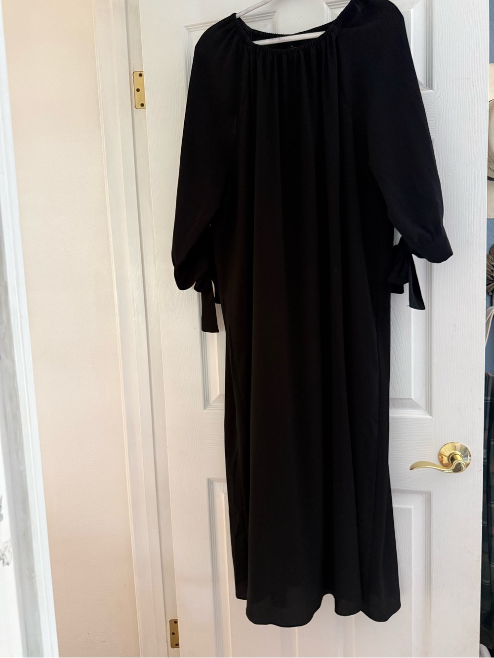 ASOS Black Women's Long Sleeve Midi Dress with Tie Sleeves